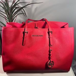 Michael Kors leather tote. Color Bright Orange.